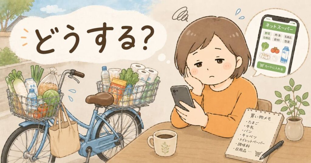 車がなく、買い物がしんどいと悩む女性