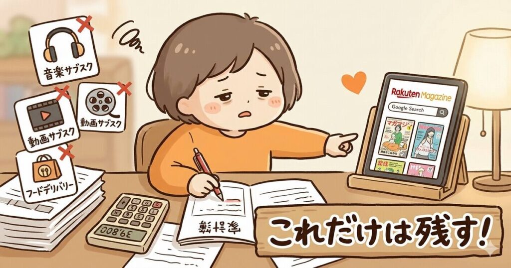 家計見直し中だけど、サブスクの楽天マガジンはやめないと決めた女性